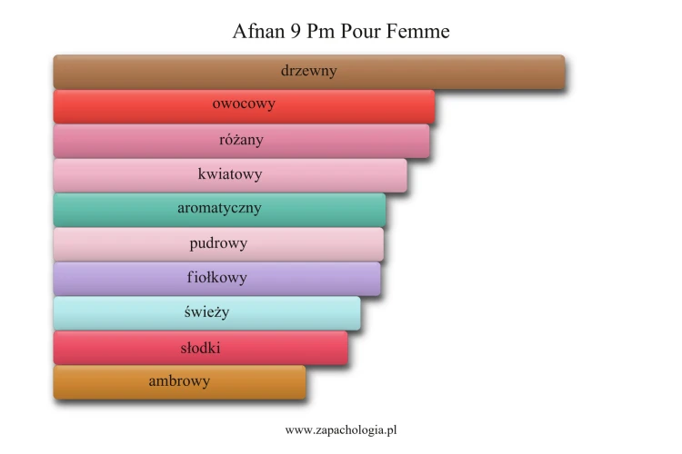 Afnan 9 Pm Pour Femme - akordy zapachowe