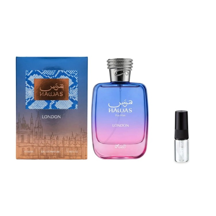Rasasi Hawas London – odlewka perfum (EDP) unisex z atomizerem